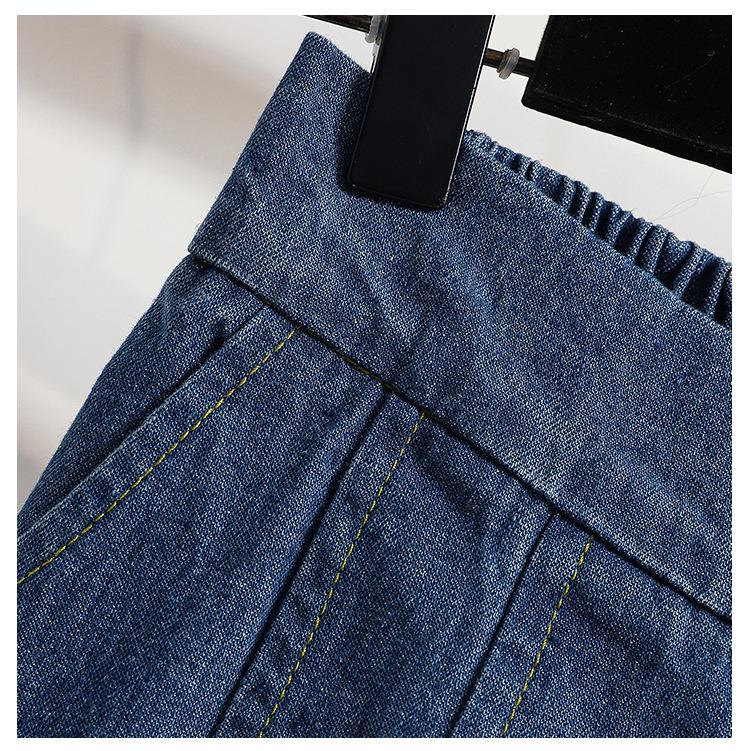 Plus Size Women's High Waist Denim A-Line Shorts - 200 lbs Summer Loose Fit Hot Pants