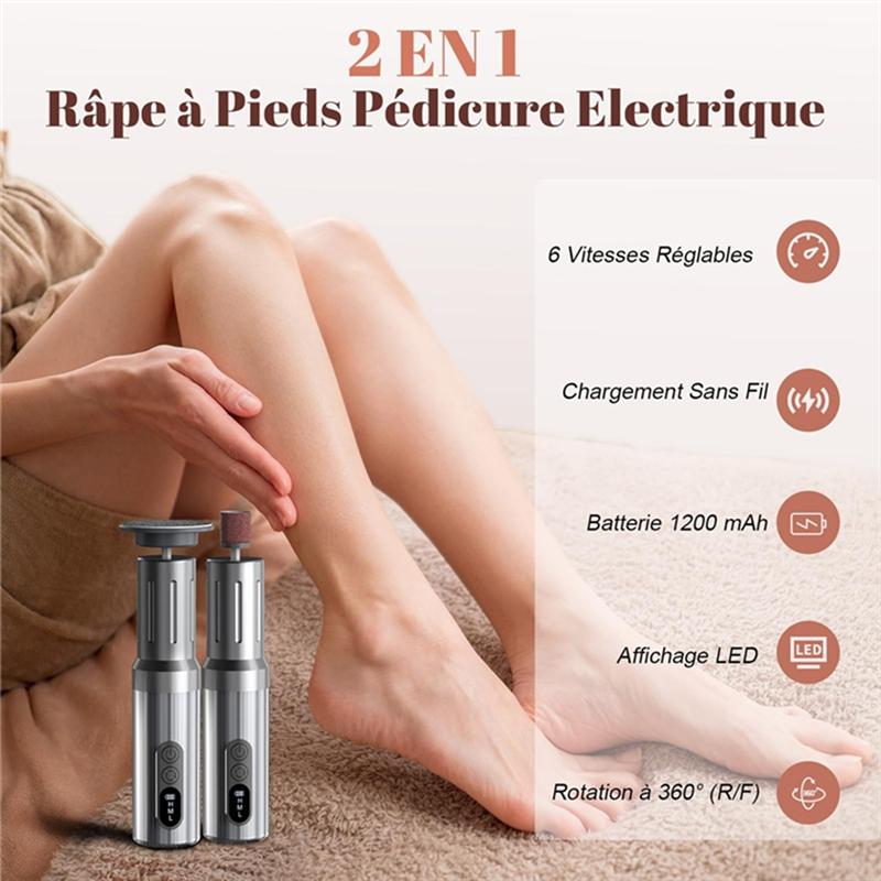 A65T-Electric Callus Remover Foot Filer Kit Cordless 6 Speeds Charing Dock For Women Men