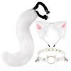Cosplay Furry Ear Headband Tail Set With Bell Collar Anime Fans Adult Costume Accessories