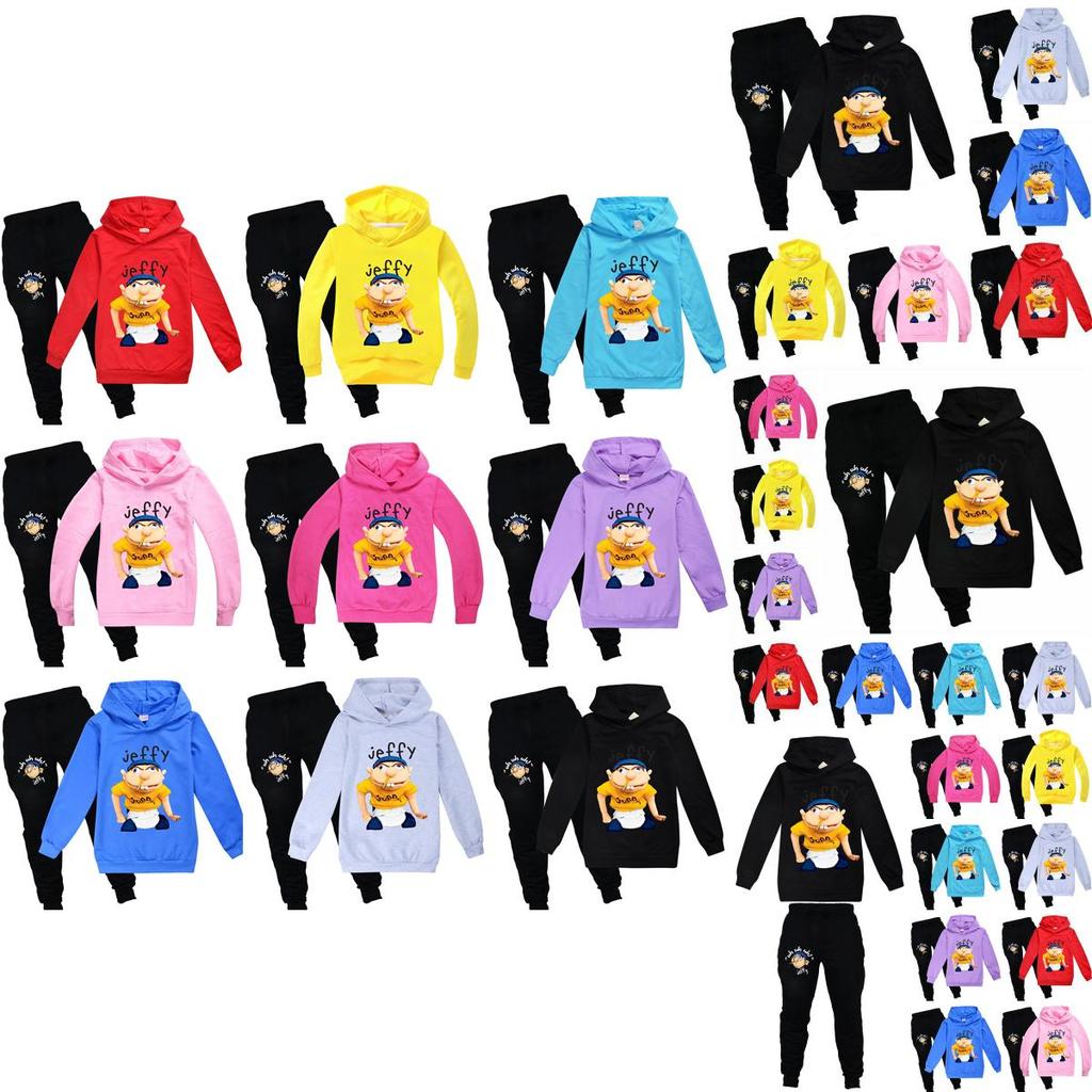 Jeffy Puppet Hoodies voor kinderen, casual trainingspakken voor lente en herfst, met heldere digitale print en verfijnde stiksels.