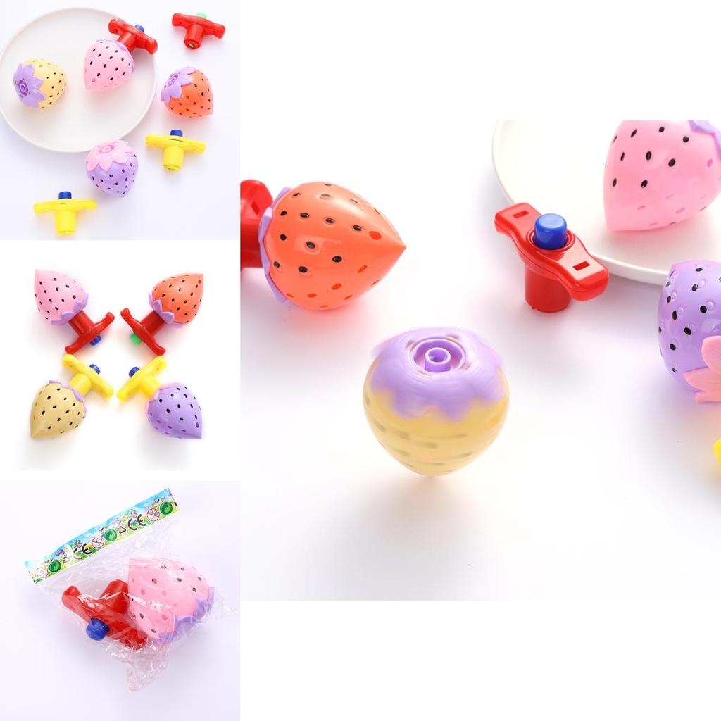 Plastic Lichtgevende Aardbei Gyroscoop Set Voor Kinderen Nachtmarkt Speelgoed En Cadeau Geven