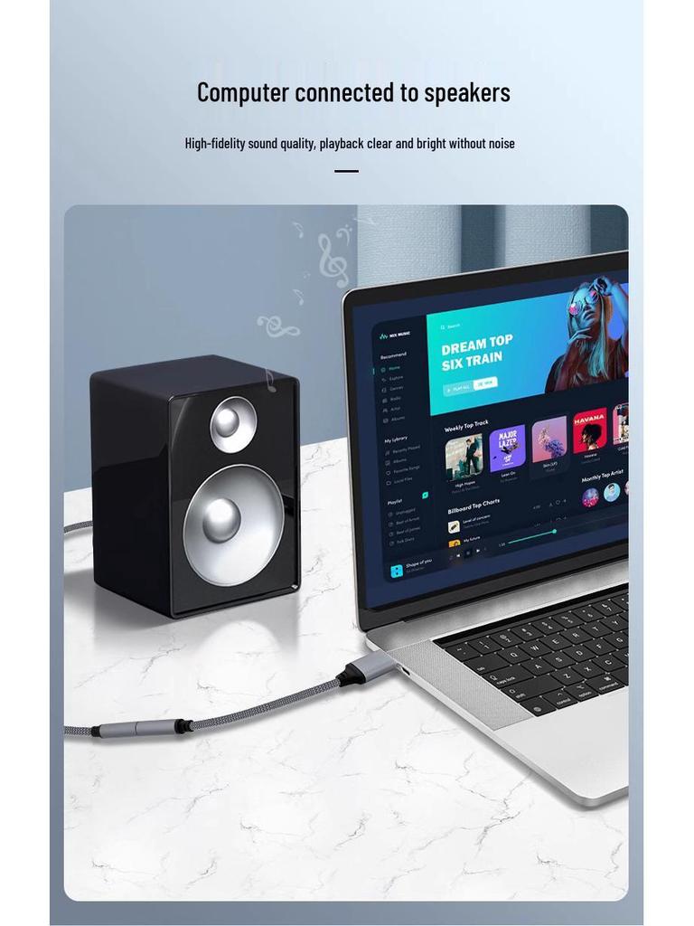 USB To 3.5mm Audio Interface Cable for Headphones & Microphone - CD-Quality Sound Card for Computers & Laptops