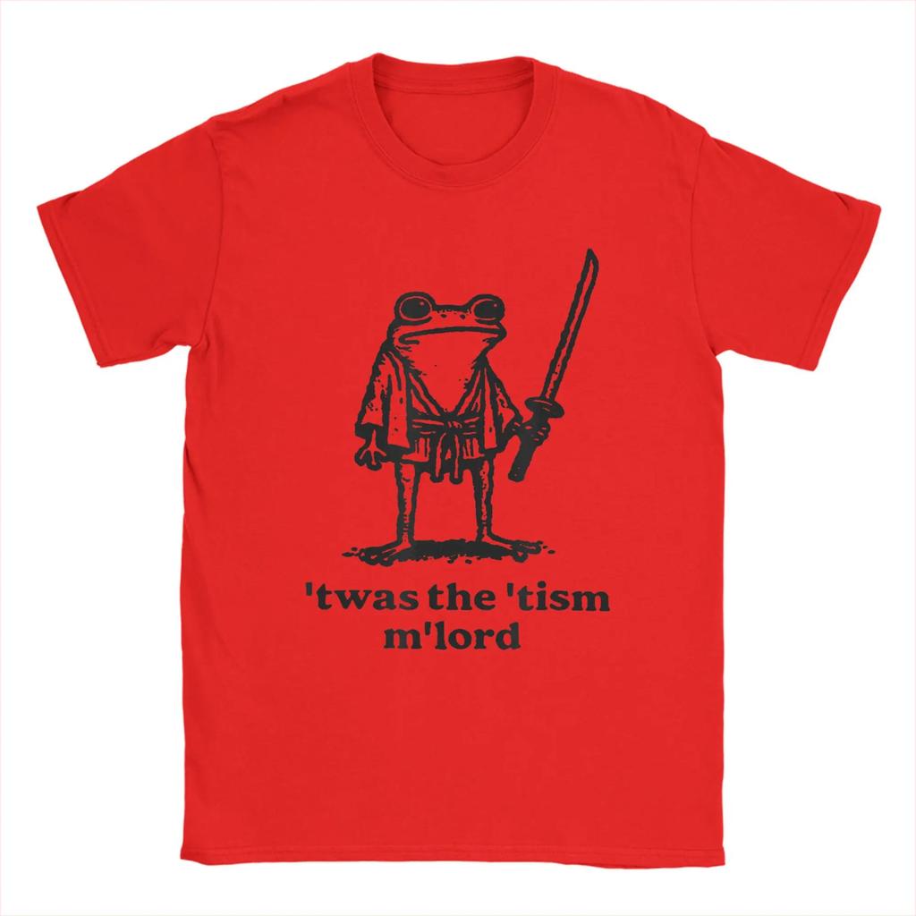 Vintage Tshirt Beach Funny Twas The Tism Mlord Funny Medieval Knight Frog Novelty T Shirts Cotton Tshirt Unisex Casual Top Tees