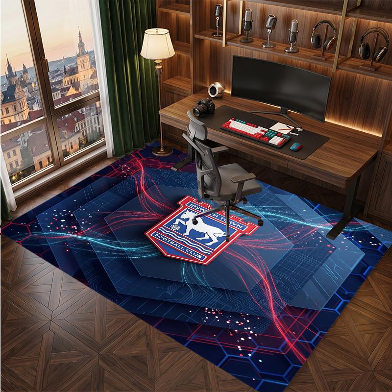 Tappeto in Velluto di Cristallo con Stampa Calcio Ipswich Town, Tappeto da Pavimento Interno Comodo Assorbente d'Acqua Antiscivolo
