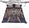 Down Comforter Set 3-piece Ultra-fine Fiber 3D Exotic Retro Gold Printed Bedding Set with Zipper Closure Pillowcase Duvet Cover