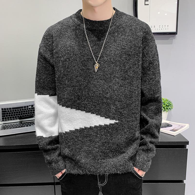 

Осенне-зимний свитер, мужской пуловер с высоким воротом, корейский молодежный свитер, свободный индивидуальный тренд, тренд свитера M чёрный