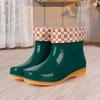 Short tube four-season women's mother waterproof and non-slip cleaning rain shoes with cotton cover to keep warm