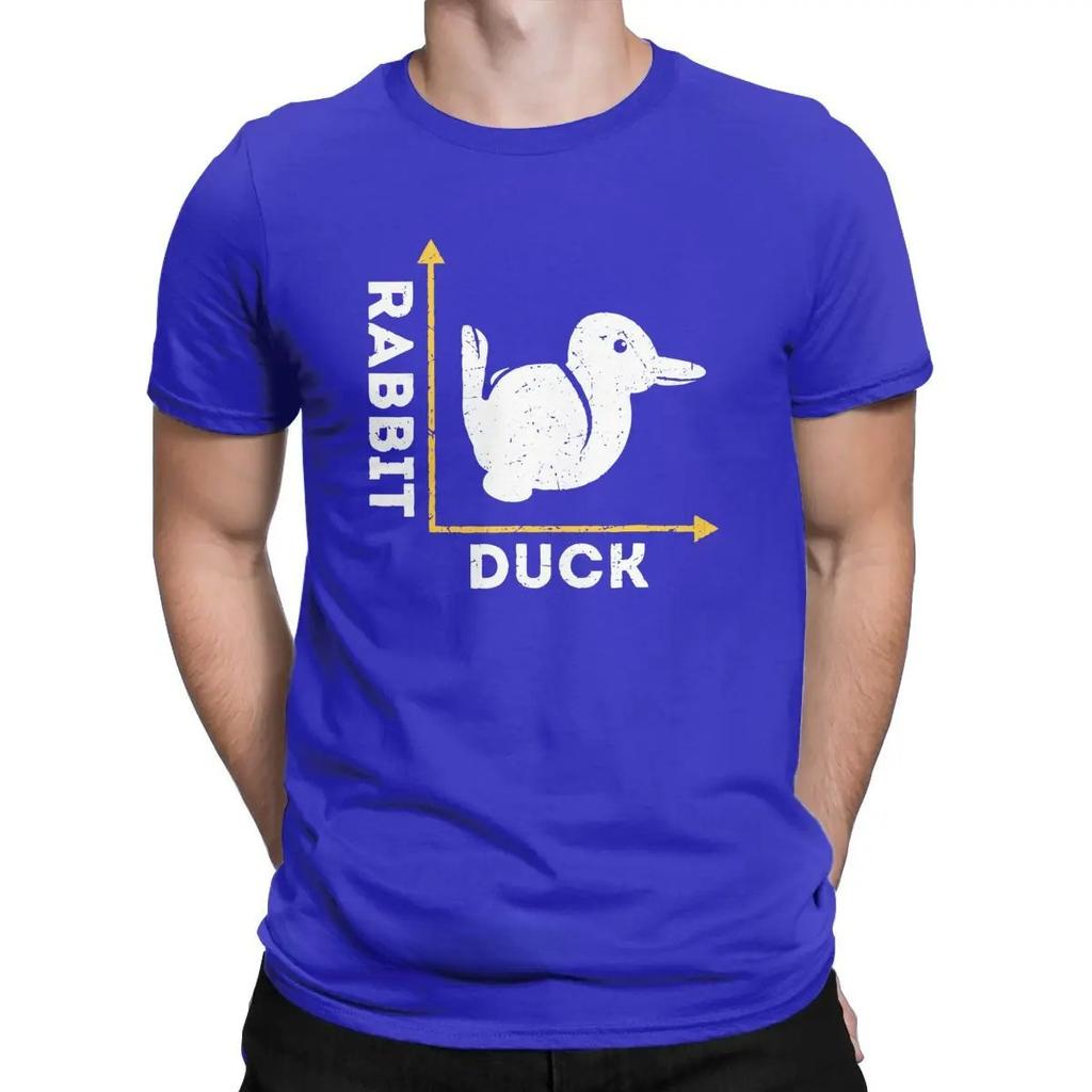 Brain Teaser Duck Rabbit Optical Illusion Duck or Rabbit T-Shirts Men Amazing Pure Cotton Tees Tshirt Original Clothing