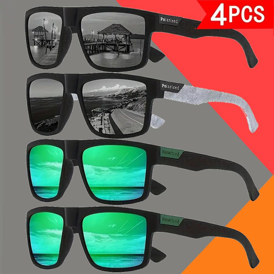 4-Pack Fashion Square Frame Cycling Glasses Suitable for Outdoor Leisure Sports Driving Glasses for Men And Women Dreamy Lens