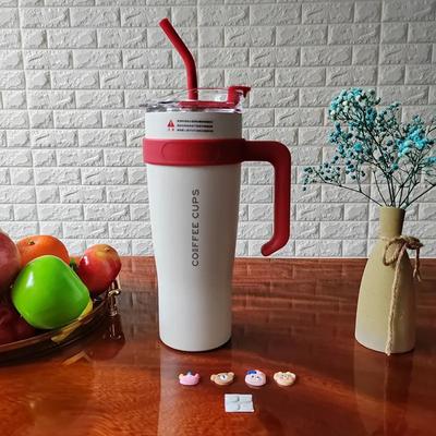 Edelstahl Wasserflasche Thermoflasche für Kaffeetasse Wärmespeicherung Becher Thermoskanne mit Stroh Isolierter Becher Thermisch Heiß
