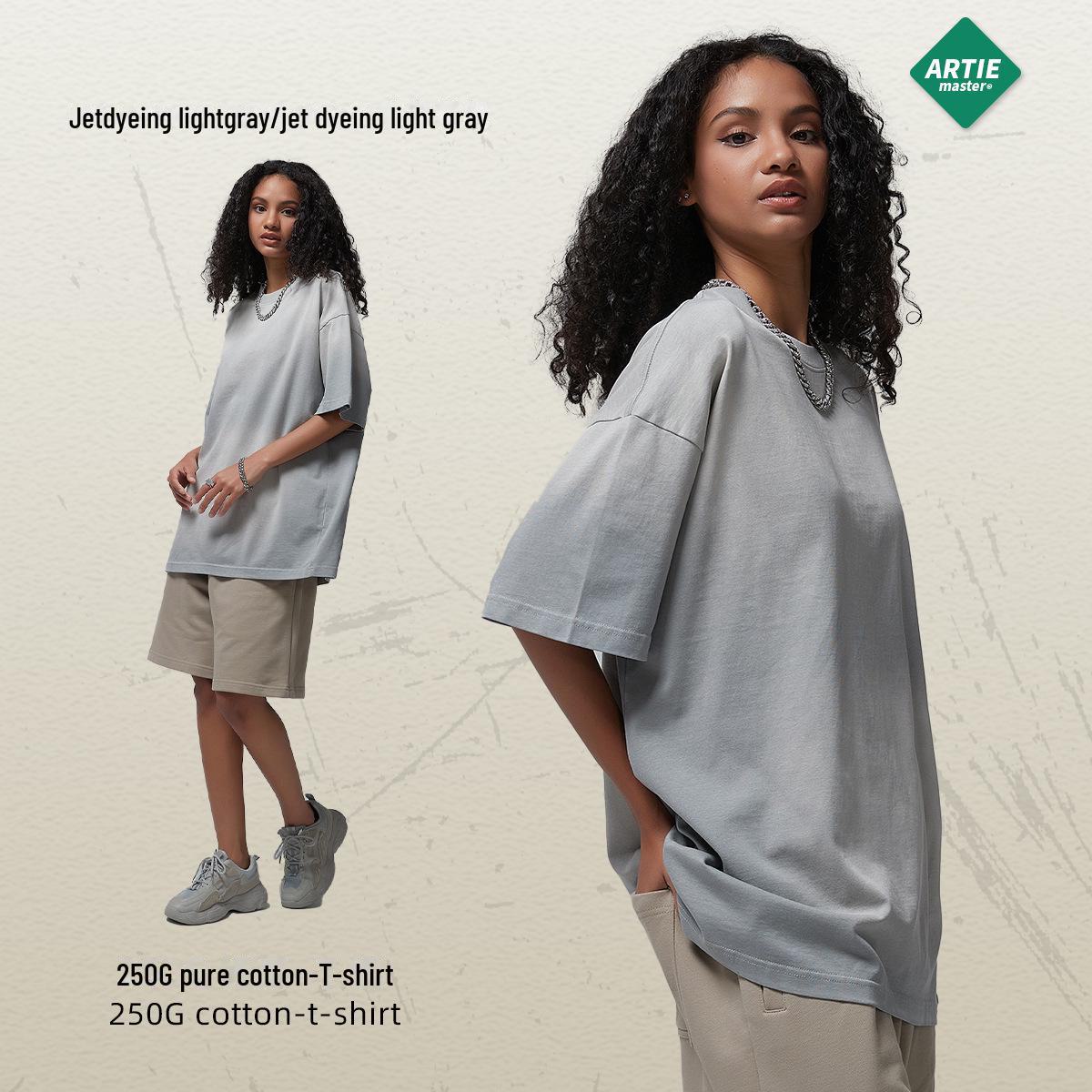 

Футболка мужская ARTIE в стиле ретро с эффектом потертости, свободного покроя, белого цвета, окрашенная распылением M светло-серый