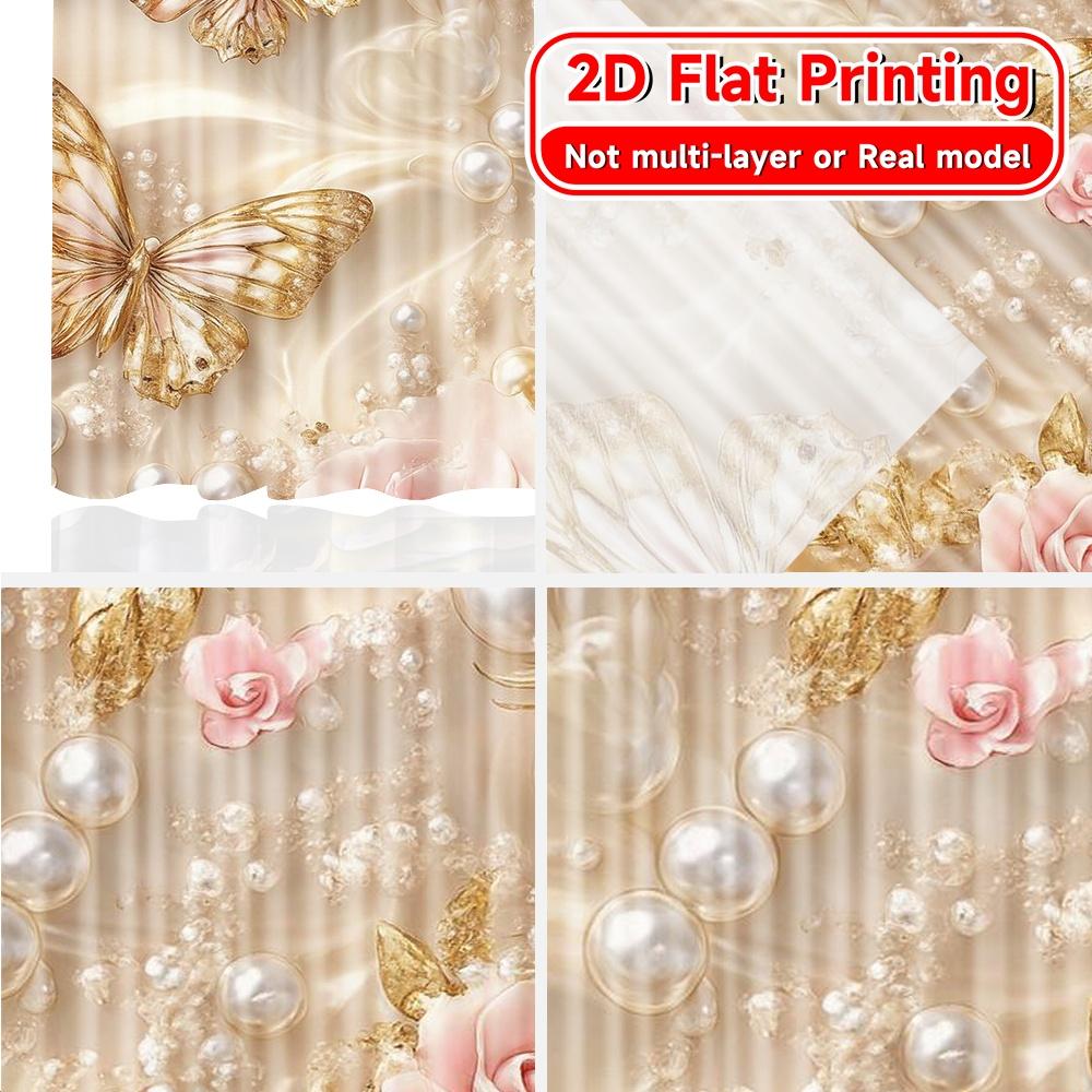 2D Flat Printing  2pcs Elegance Blooms Chic Fashionable Curtains Prints Light Filtering Curtains Festive Decorative for Living
