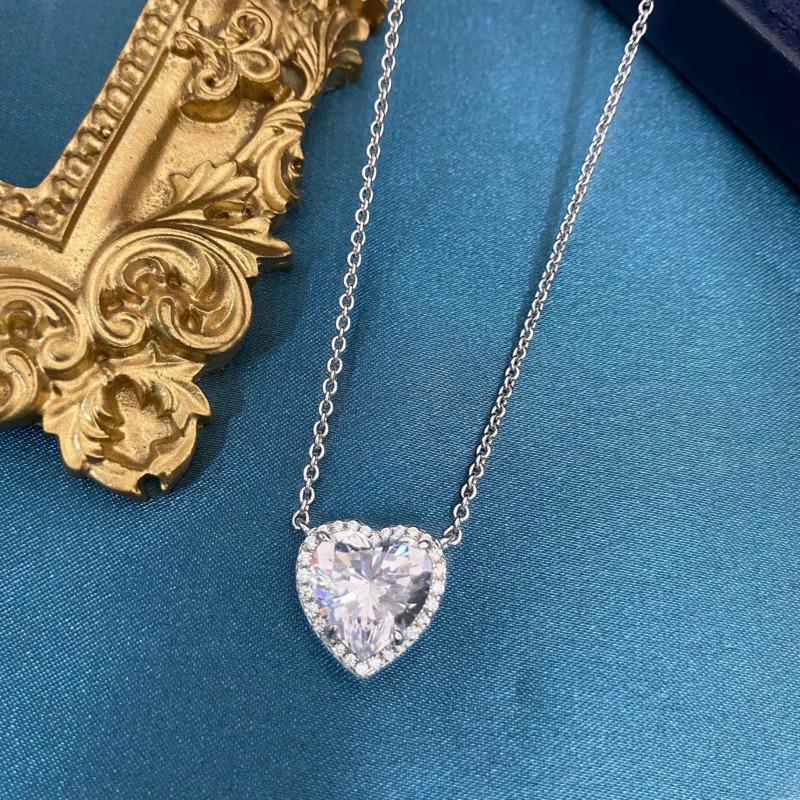 Gica Gema High Carbon Diamond Necklaces 925 Sterling Silver Heart Shape Pendant Unique Design Romantic Fine Jewelry Wedding Party Gifts New Trend