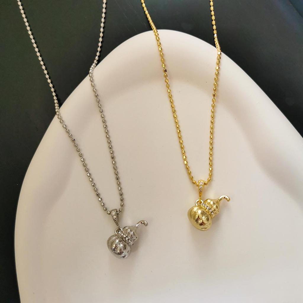 Rhinestone Gourd Pendant Necklace for Women - Clavicle Chain, High-End Light Luxury Sweater Chain