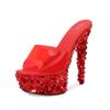 Fashion 15Cm Nightclub Sex Girl Shoes Waterproof Platform Roman Fish-mouth Lady Ultra-high Heel Slippers