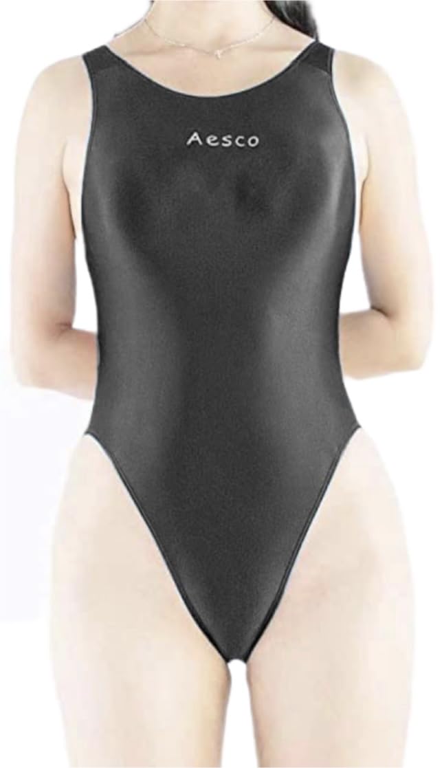 

Школа Отличный Легко надевать и снимать Мягкий к Милый и Супер Сексуальный Блестящий С высоким вырезом Соревновательная Гимнастическая Одежда [AESCO] Купальник, Т-бэк, чёрный