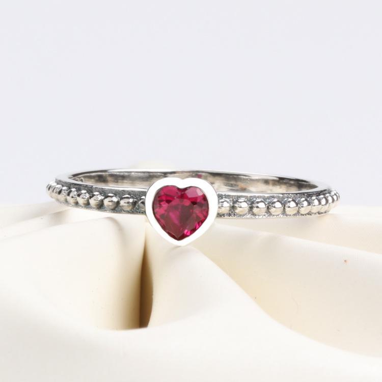 Silver-Plated Cupronickel Heart-Shaped Ring – European American Style Women s Classic 56#