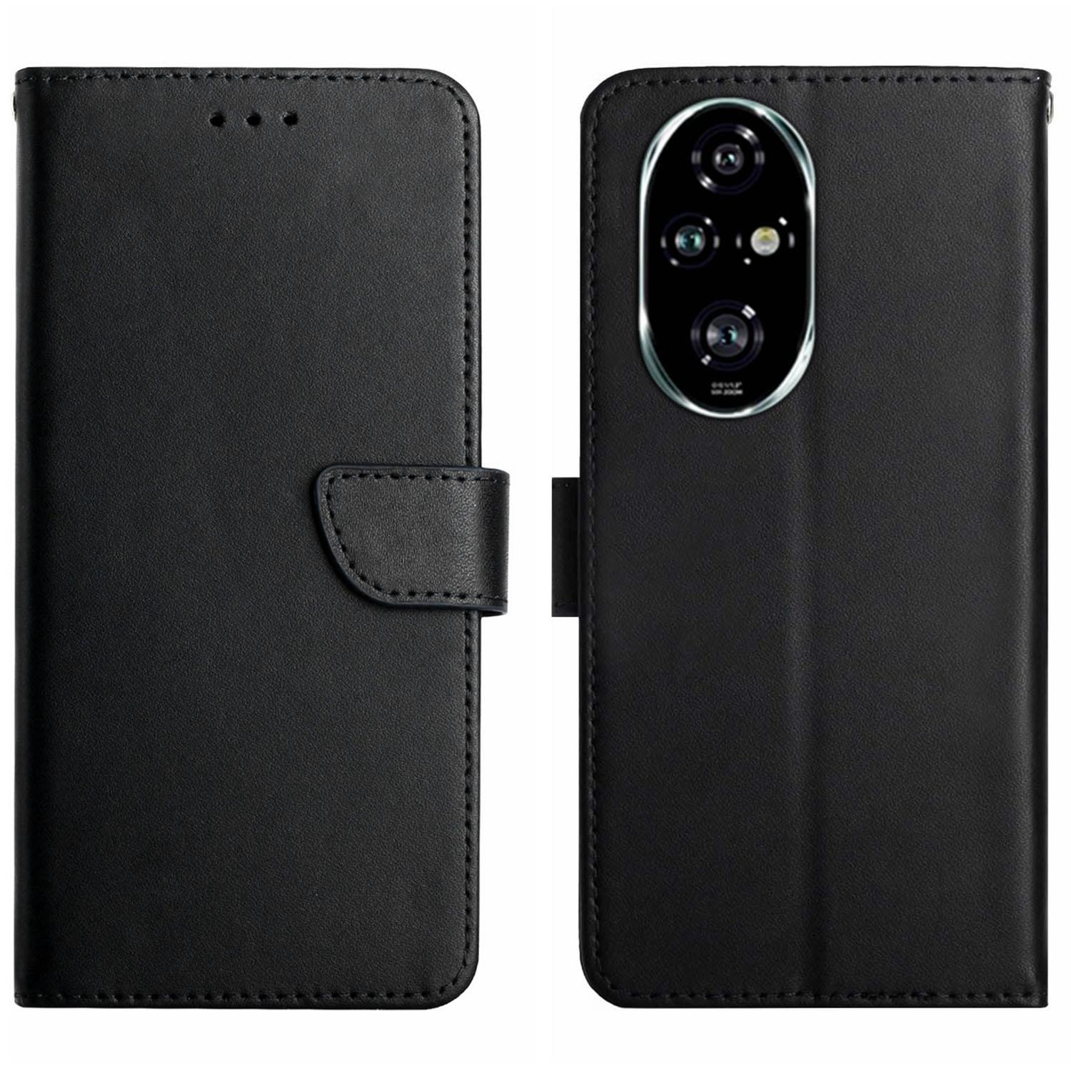 

HT02 Чехол для Honor 200 Pro 5G Текстура наппа Натуральная коровья кожа Чехол-книжка для телефона Black