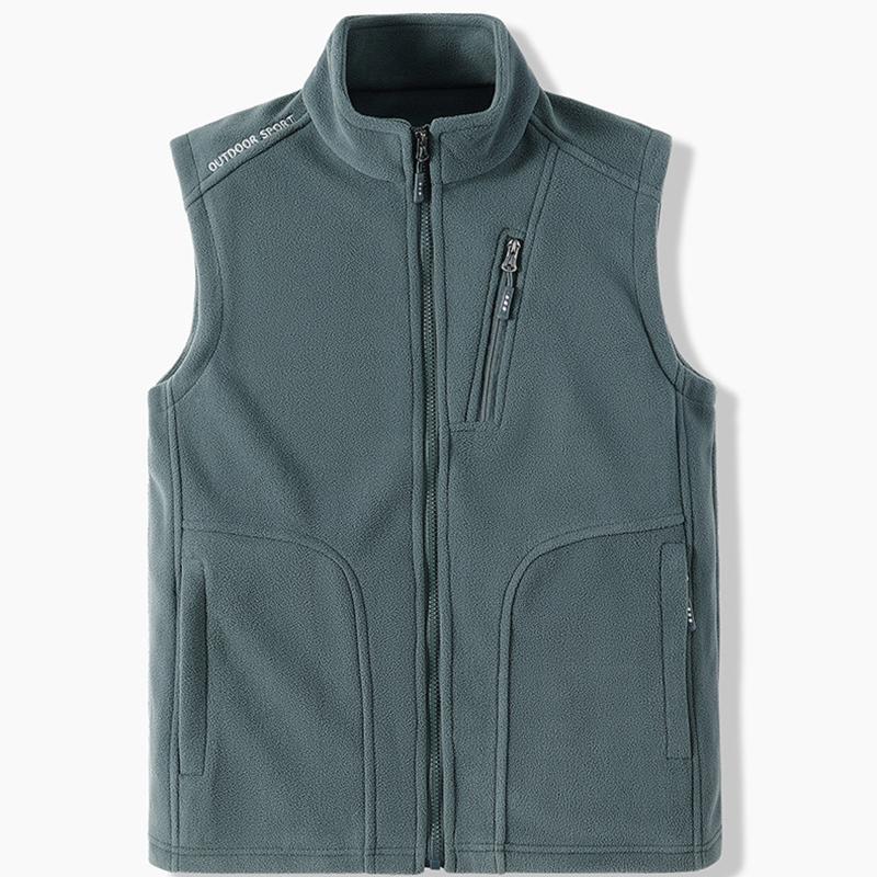 Herbst Herren Outdoor Freizeitweste Jacke Herren Uni Stehkragen Winddicht Polarfleece Weste Angeln Wandern Weste Mann