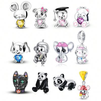Charm Copper Colors Pandas Elephants Bead For Original Bracelet Diy Beads Charms Jewellery Making Gift For Women Styfne