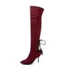 Wine Red  Black Women Over the Knee High Boots Pointed Toe High Stieltto Heels Small Big Size 32 48