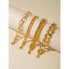 Set Minimalist Hollow Metal Chain Geometric Punk Style Chunky Chain Bracelets, Versatile Jewelry Gift Suitable for Daily Wear