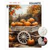 DIY Pearl Bead Art Canvas Autumn Pumpkin Cart Pattern Frameless 3D Painting Kit for Bedroom Living Room Wall Decor Handicraft Gift