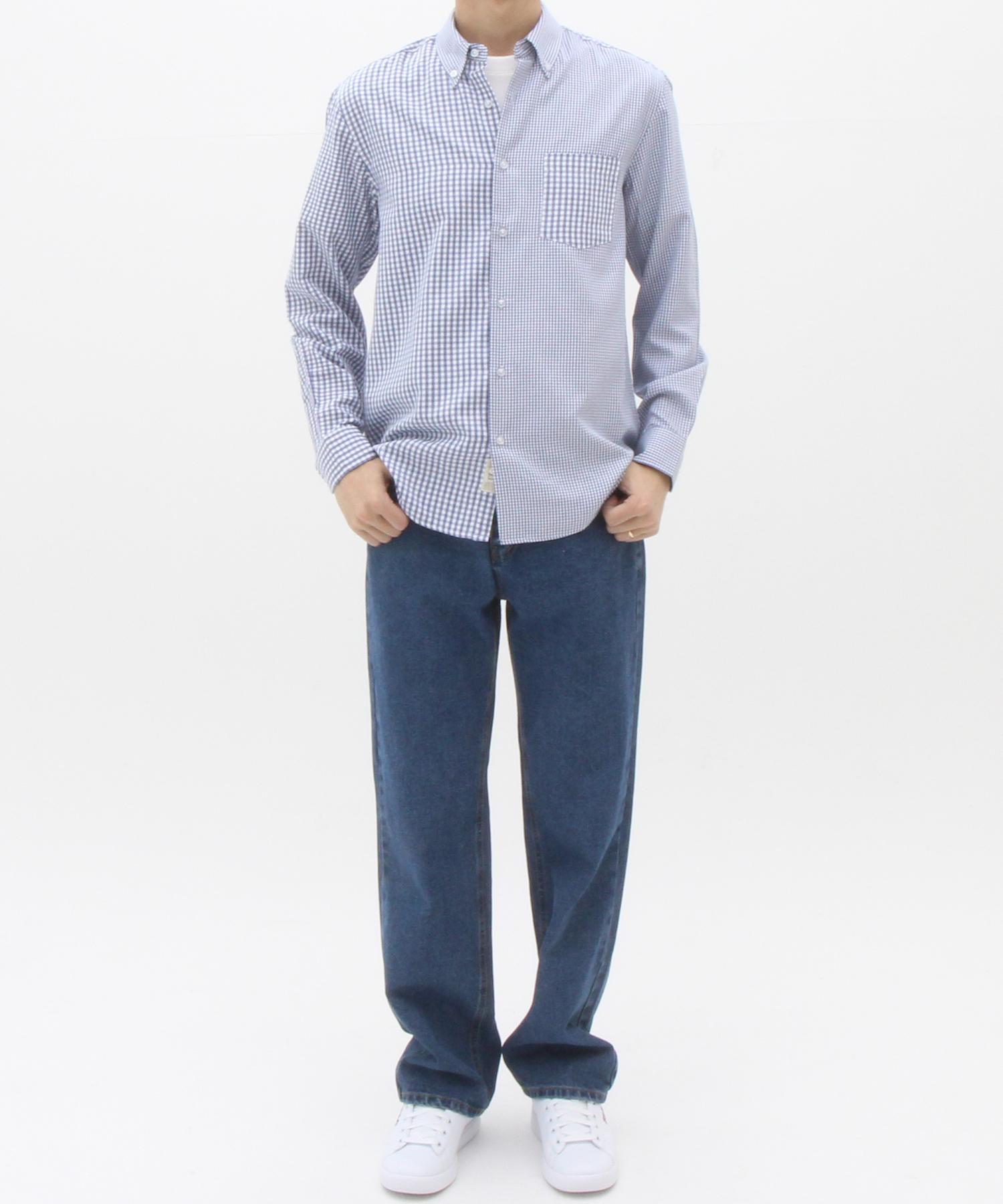 The Shirt Studio Navy Loose Fit Mixed Check Button-Down Shirt 120