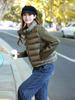 Autumn and winter light stand-up neck cotton-padded clothes women's splicing sleeves solid color short jacket women's clothing can be mixed in batches