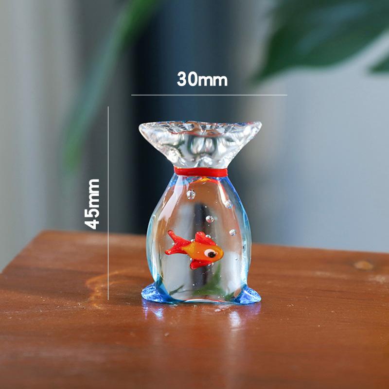 Creative Mini Handcrafted Glass Fish Figurine Cute Transparent Fish Ornaments Desktop Decoration Home Office Decor Figurine New