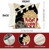 Movie Night Decorative Throw Pillow Covers 18 x 18 Set of 4, Vintage Cinema Ticket Popcorn Clapper Board Theater Home Decor, Enjoy The Show Stripes