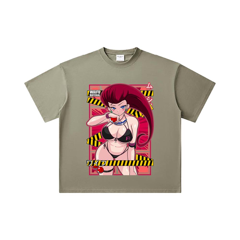 260 GSM Double Yarn 32 Count 100% Cotton Pokemon V14 Jessie Waifu Print Unisex Heavy Cotton T Shirt