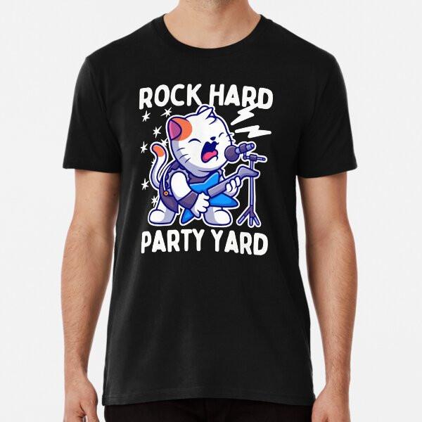 

Rock Hard Party Yard Cat Rockstar Design T-Shirt S-5XL Best T-Shirt M