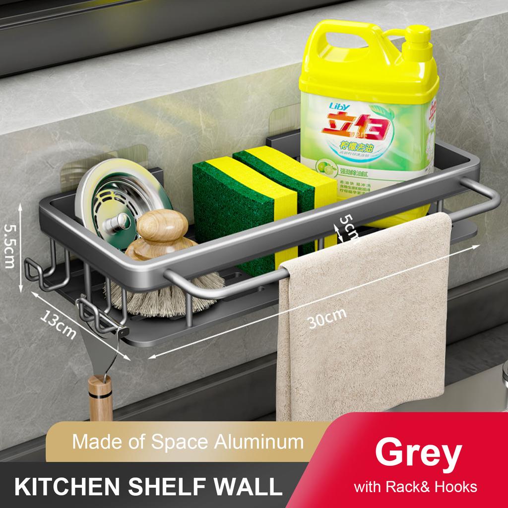 Wall Storage Suspended Kitchen Sink Drainer Sponge Holder Kitchen Soap Rack No Drill Shelf Storage And Kitchen Organization