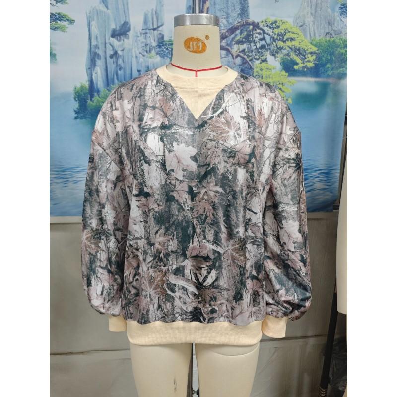 Womens Oversized Long Sleeve Crewneck Sweatshirt With Geometric Print 2026 Winter Casual Top