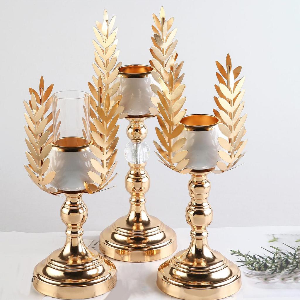 Candle Holder Gold Ornament for Dinner Wedding Desktop Anniversary Decoration