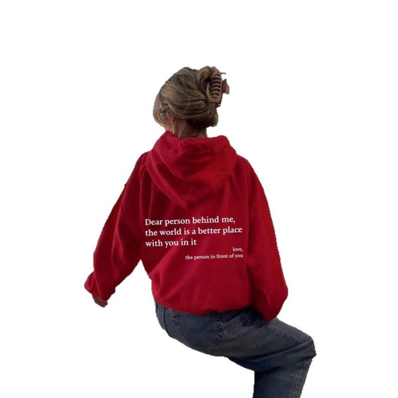 Unisex Oversized Hooded Pullover Fleece Sweatshirt With Letter Print Kangaroo Pocket