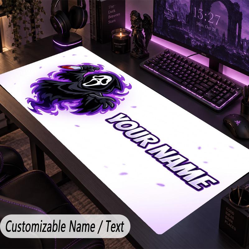 Custom Text Big Mousepad, Extended Desk Pad For Laptop Work GameScream Ghostface
