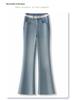 Women's High-Waist Light Color Flare Jeans with Lace Stitching - 2025 Spring/Summer Trend