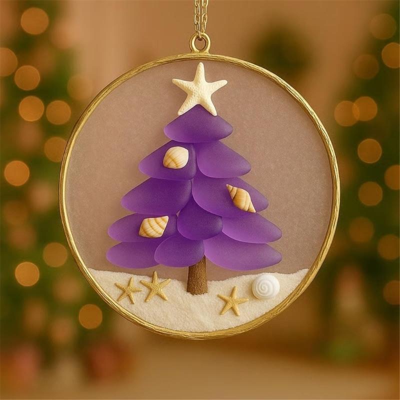 4PCS Durable Acrylic Christmas Hanging Decorations 2D Flat Design Christmas Tree Ornament for Indoor Decoration