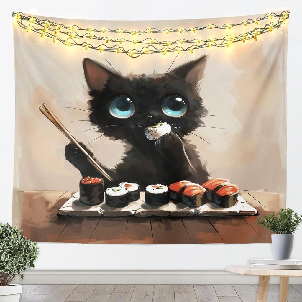 Japan Geisha Tapestry Cherry Blossoms Wall Art Japanese Tradition Wall Hanging Blanket for Living Room Bedroom Home Decor Small