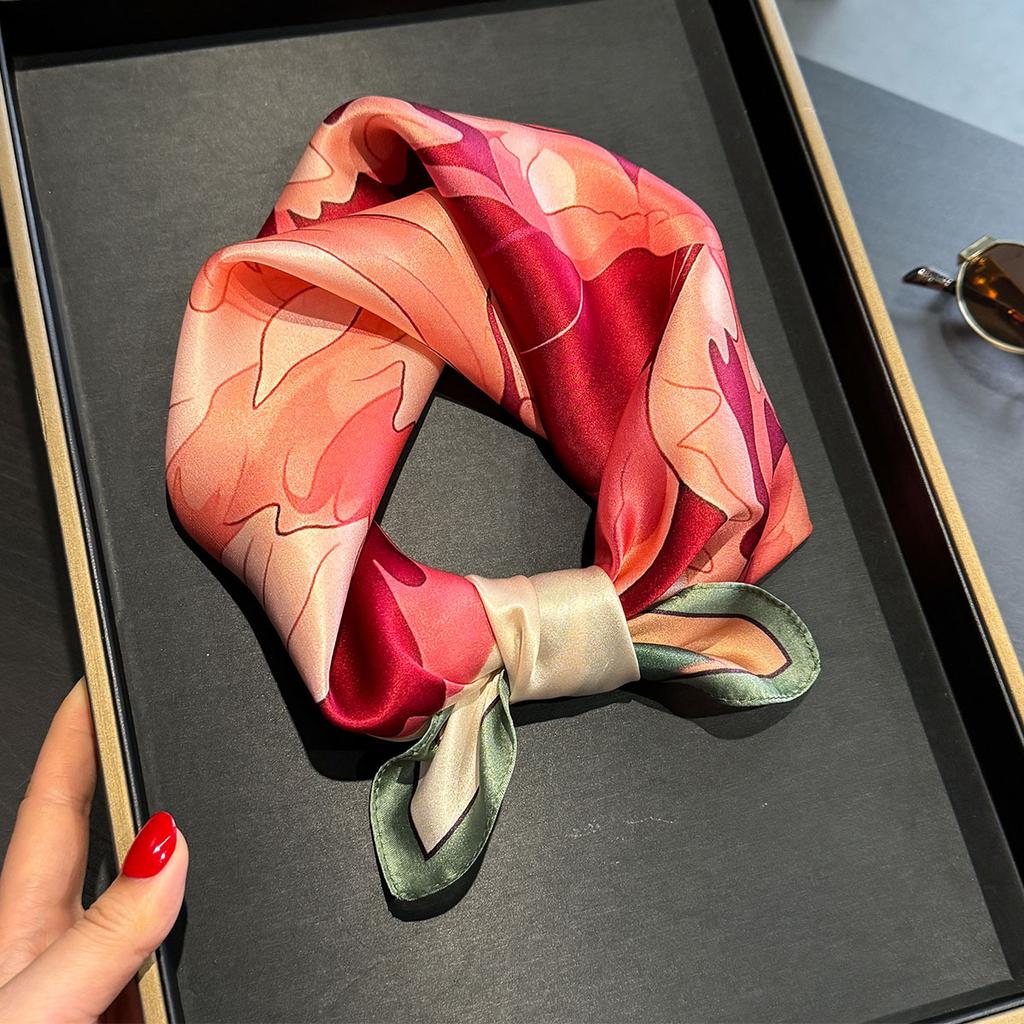 Brand 100% Natural Silk Scarf Women Neck Foulard Square Headband Scarves Bandana Fashion Hijab Print Poncho Scarves Pashmina