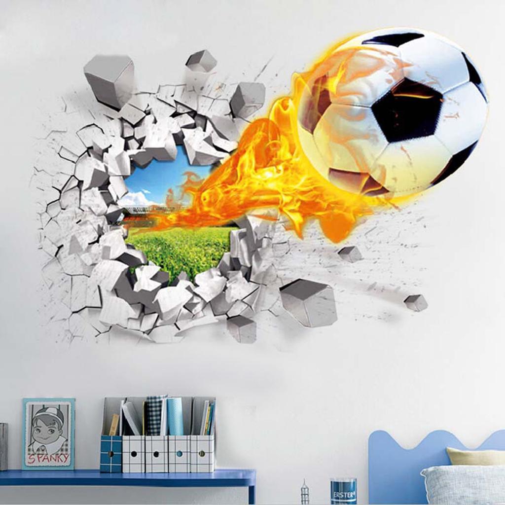 Cheap 3D Stereoscopic Football Wall Paste Background Wall Paste ...