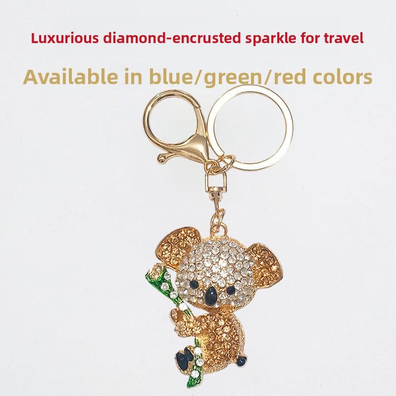Chinese Style Bear-shaped Car Keychain, Women's Bag Hanger, Metal Keychain Ring