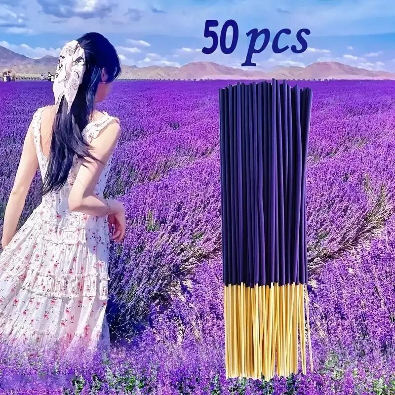 50PCS Lavender Incense Sticks Handmade Aromatherapy Lavender Scented Incense Sticks for Meditation Yoga 50 Sticks-Lavender