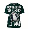 Kids T-shirt Crazy Penguin 3D Print Kids Short Sleeves T-Shirt Loose Casual Summer Outdoor Street Boy and Girl Tees Tops