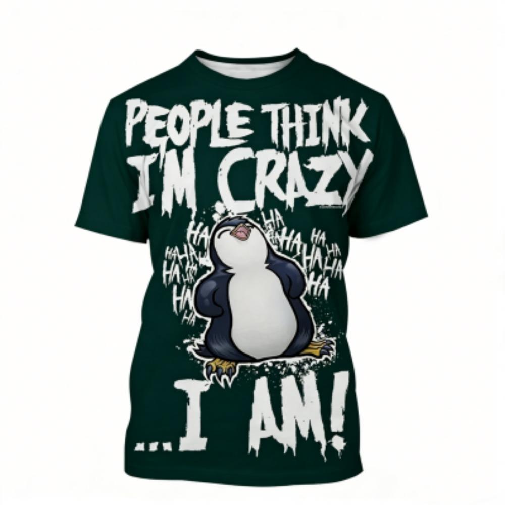 Kids T-shirt Crazy Penguin 3D Print Kids Short Sleeves T-Shirt Loose Casual Summer Outdoor Street Boy and Girl Tees Tops