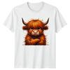 Funny Watercolor Grumpy Highland Cow TShirt Animals Birthday Gift