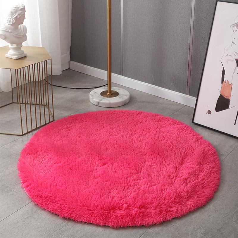 Rainbow Plush Round Rug For Bedroom Shaggy  Circle Carpet Living Room Coffee Table Rug Fluffy Home Decoraion For Girl