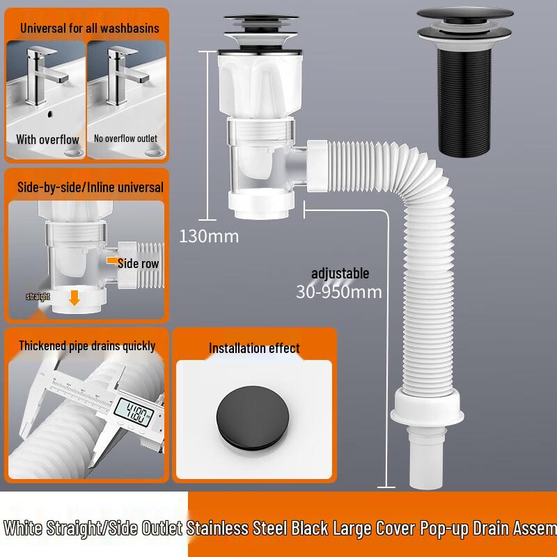 Washbasin Pop-Up Drain Pipe Kit
